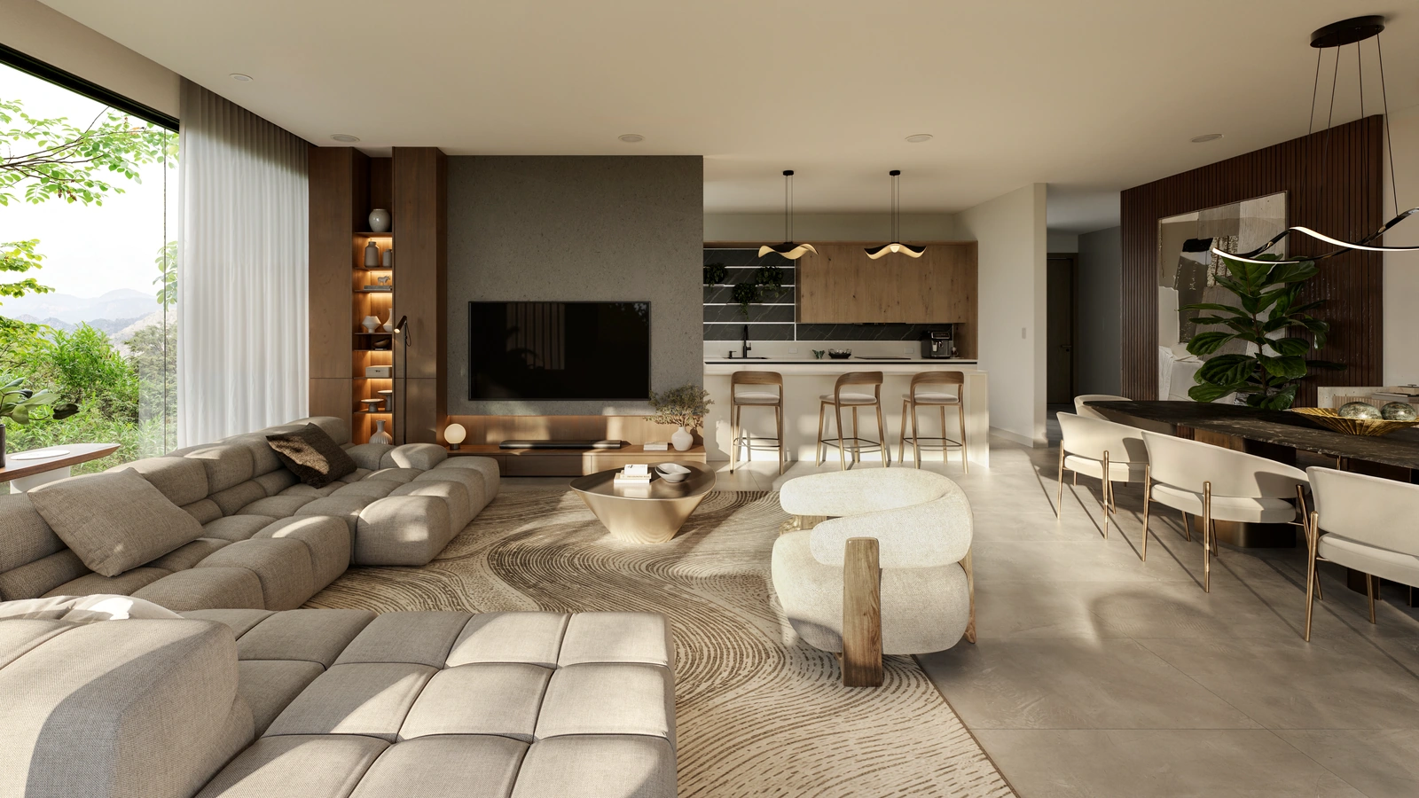Attali Escazú — Integrated Living and Dining Area, view 1